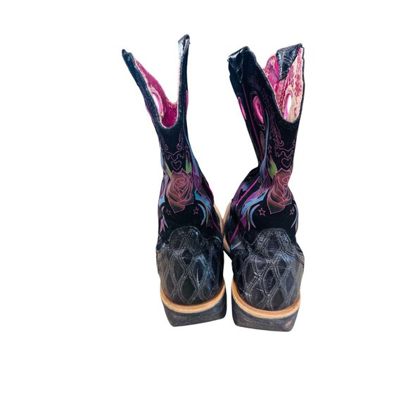 Ariat Rodeobaby Rocker Western Square Toe Coastal Cowboy Boot Black Pink - Picture 7 of 13